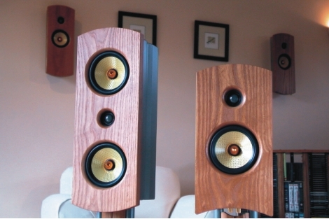 Klarity and Kara on Reflection Supports, AV One's on the wall all in natural cherry finish