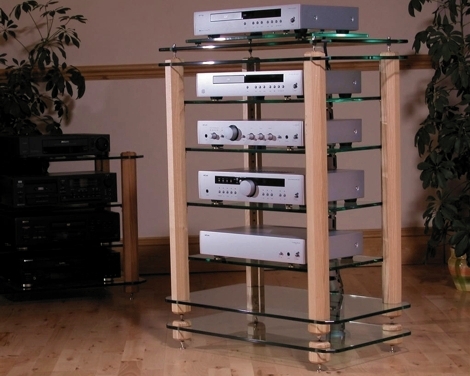 10mm Chunky Sound Tower in Natural Ash with Floor Slab and Isoaltion Platform and Isolation Shelf